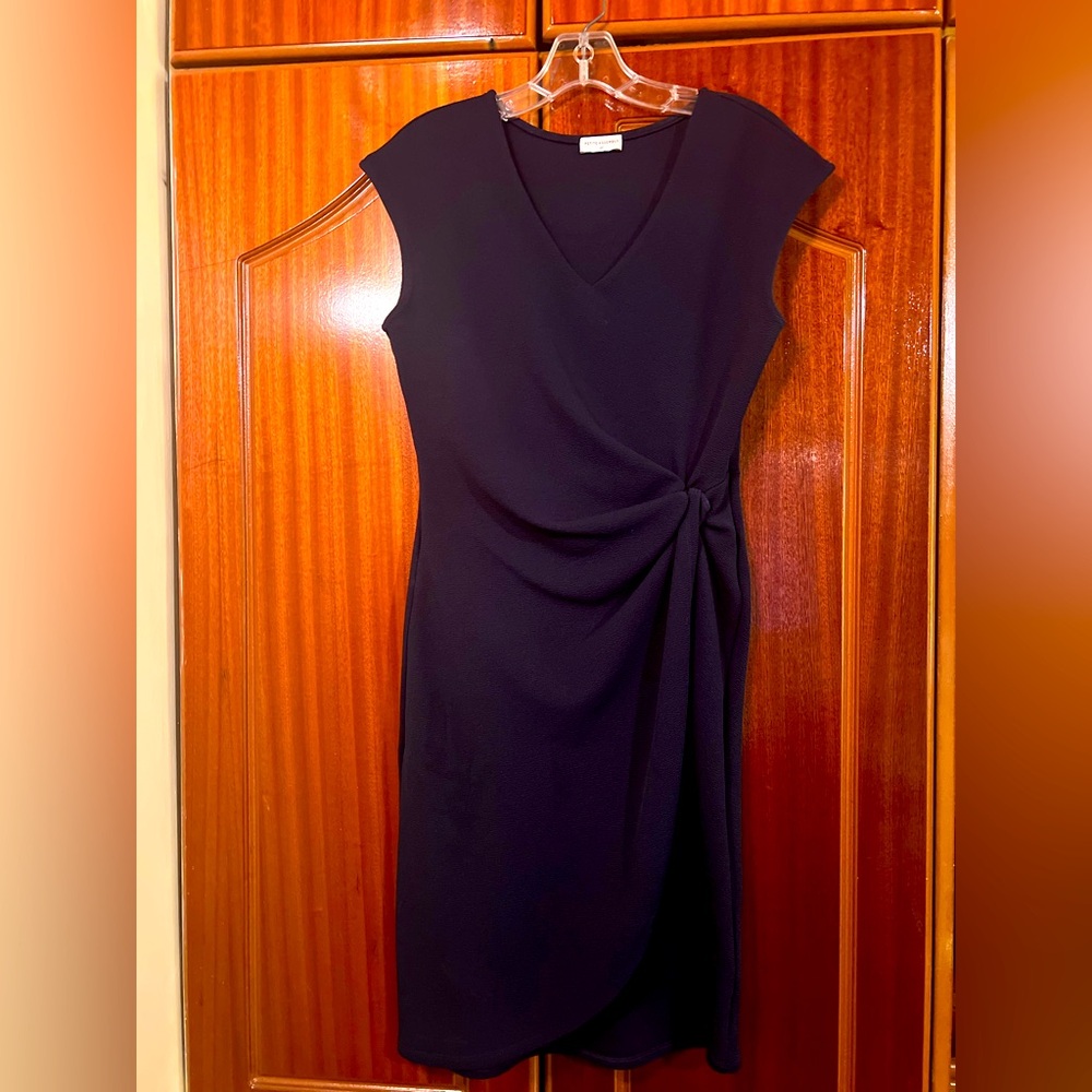 Petite Assembly Navy Blue Cap Sleeve Work Dress